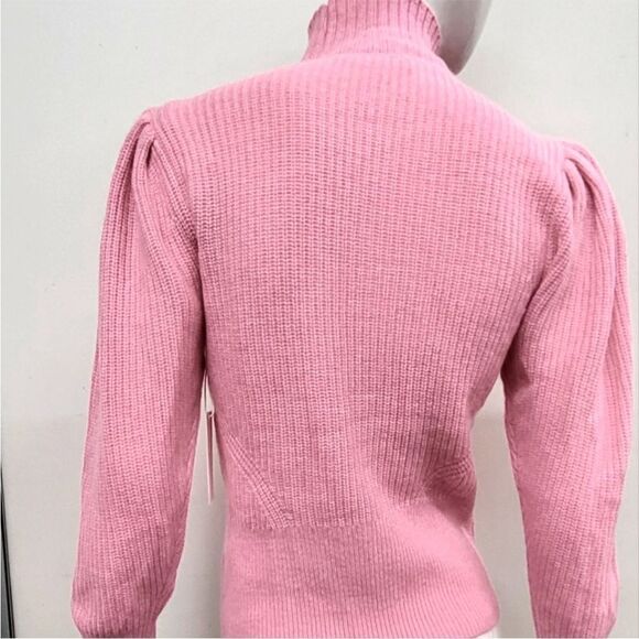Frame Denim Wool and Cashmere Puff Sleeve Luxury Sweater in Spanish Pink - Picture 13 of 15